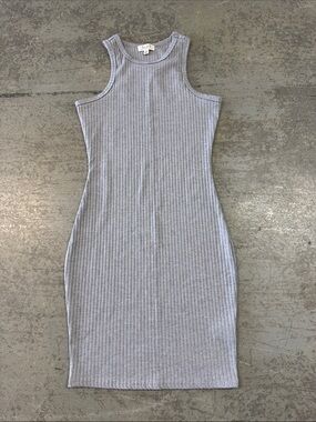 Love J U.S.A Ribbed Tank Bodycon Dress - Light Gray